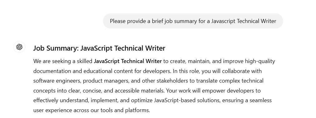 Technical writer job summary