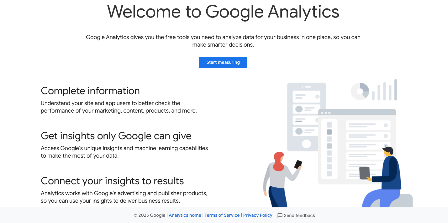 Google Analytics homepage