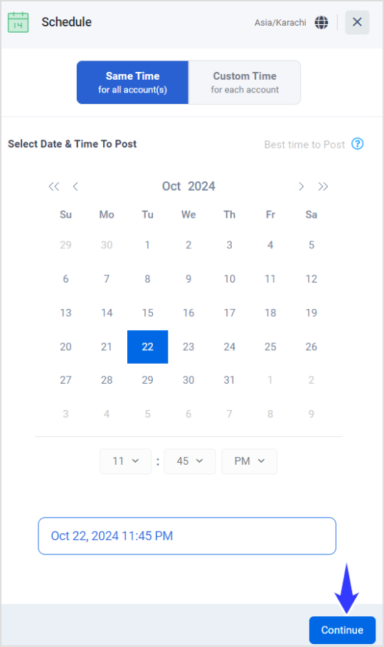 select date and time