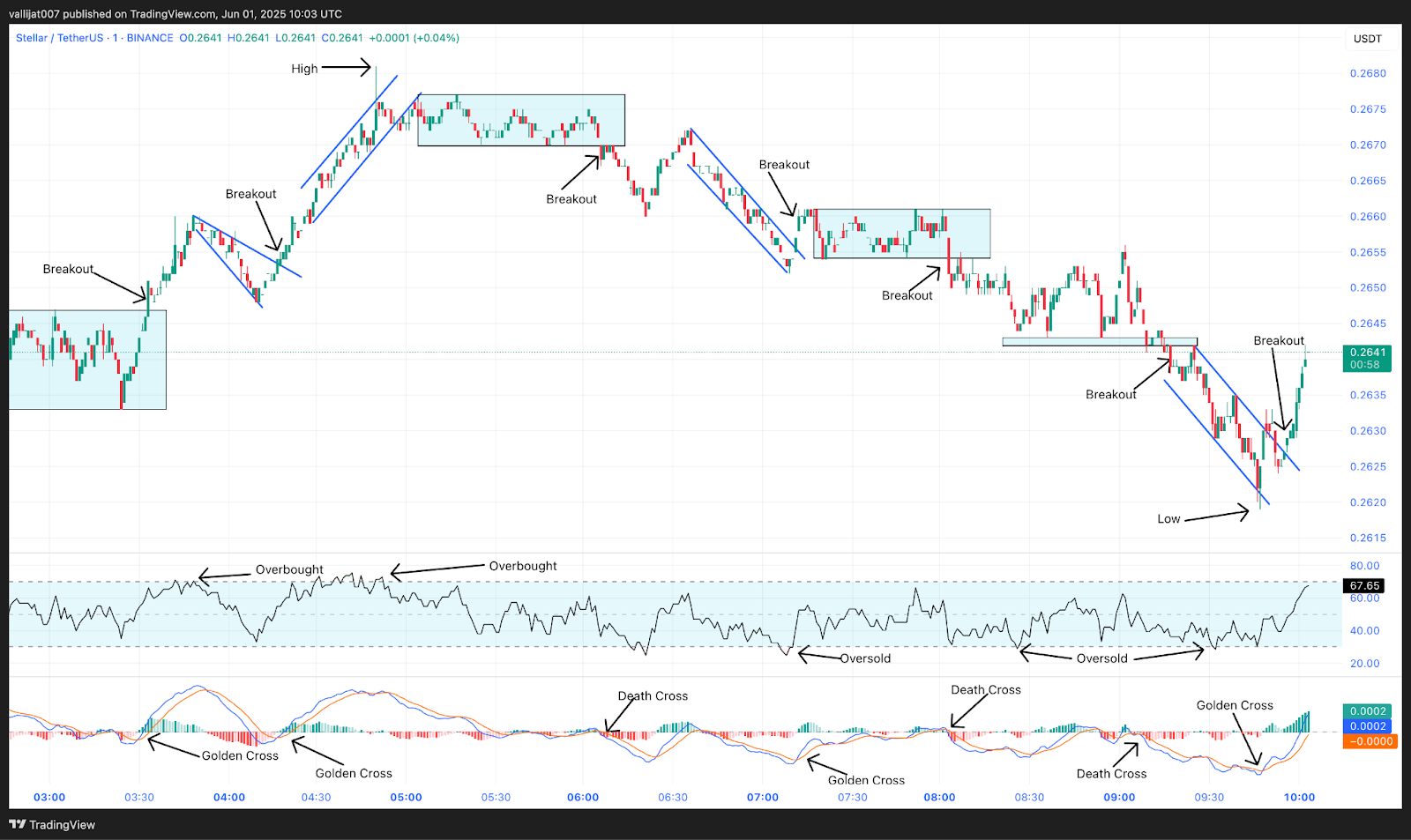 Chart 8: XLM/USDT M1 Chart, Analysed by vallijat007, published on TradingView, June 1, 2025
Stellar price