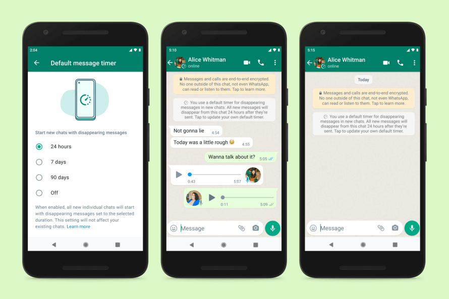 whatsapp disaapperaing messages