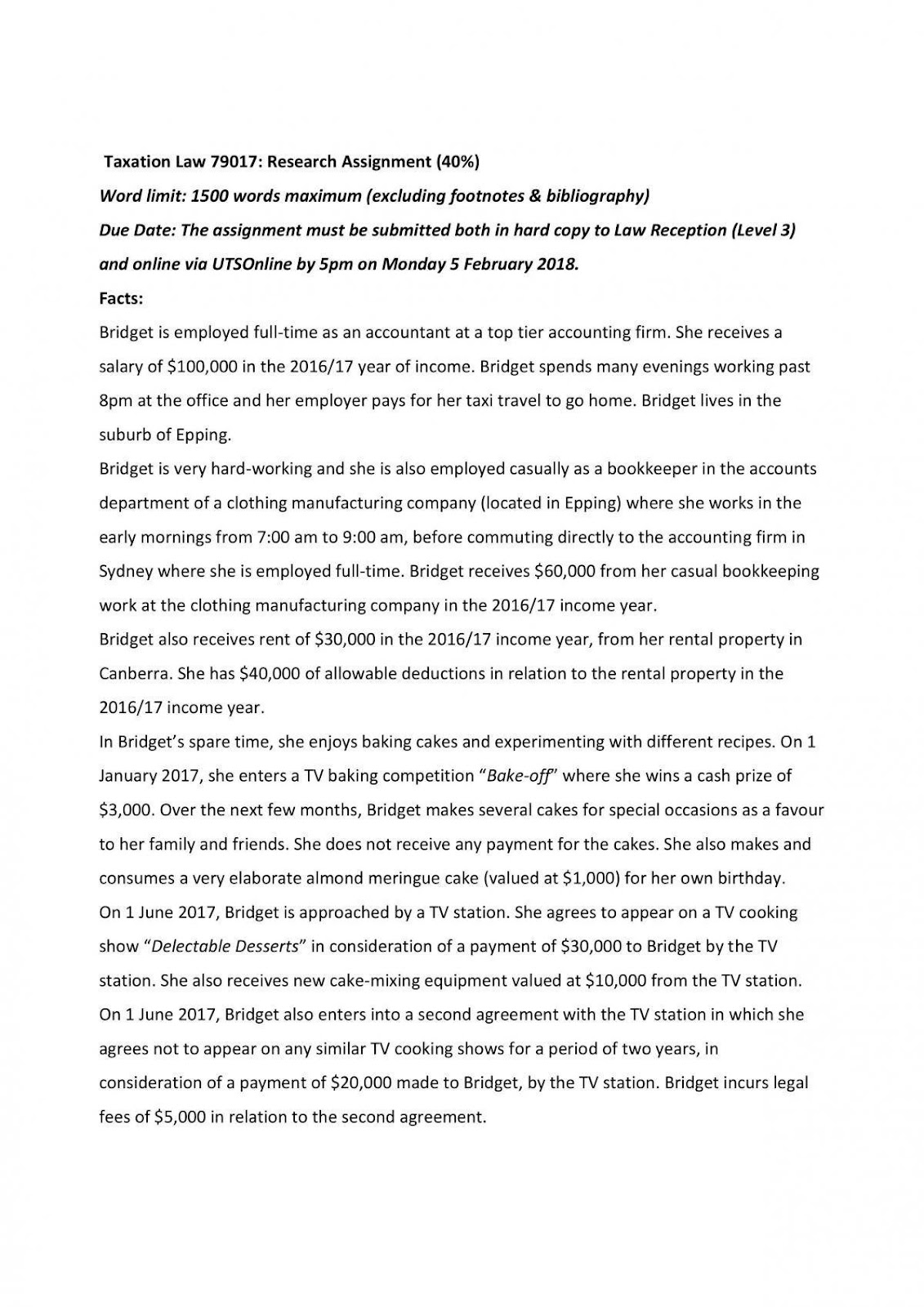 Tax Law Assignment - Page 1
