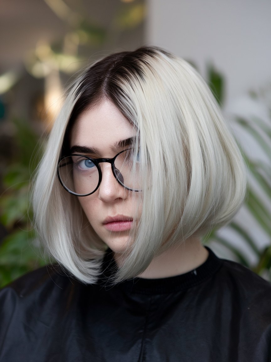 3. Platinum Bob with Dark Roots