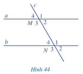 Khởi độngCâu hỏi: Hình 33 minh họa góc quan sát của người phi công và góc quan sát của người hoa tiêu khi hướng dẫn máy bay bay vào vị trí ở sân bay.Theo em dự đoán, hai góc đó có bằng nhau hay không?Giải nhanh:Hai góc đó bằng nhauI. Hai góc đồng vị. Hai góc so le trongII. Dấu hiệu nhận biết hai đường thẳng song songBài 1: Quan sát các Hình 38a, 38b, 38c và đoán xem các đường thẳng nào song song với nhau.Giải nhanh:Hình a - a // b  Hình b - d // e  Hình c - n // m Bài 2: a) Thực hành vẽ đường thẳng b đi qua điểm M và song song với đường thẳng a ( M ∉ a) bằng ê ke theo các bước sau:b) Giải thích vì sao đường thẳng b song song với đường thẳng aGiải nhanh:a) HS thực hành.b) b // a vì c cắt 2 đường thẳng a và b tạo ra một cặp góc đồng vị bằng nhau.III. Tiên đề Euclid về đường thẳng song song.IV. Tính chất của hai đường thẳng song songBài 1: Tìm số đo x trong Hình 43, biết u // vGiải nhanh:Vì u // v nên x=500 V. Bài tập