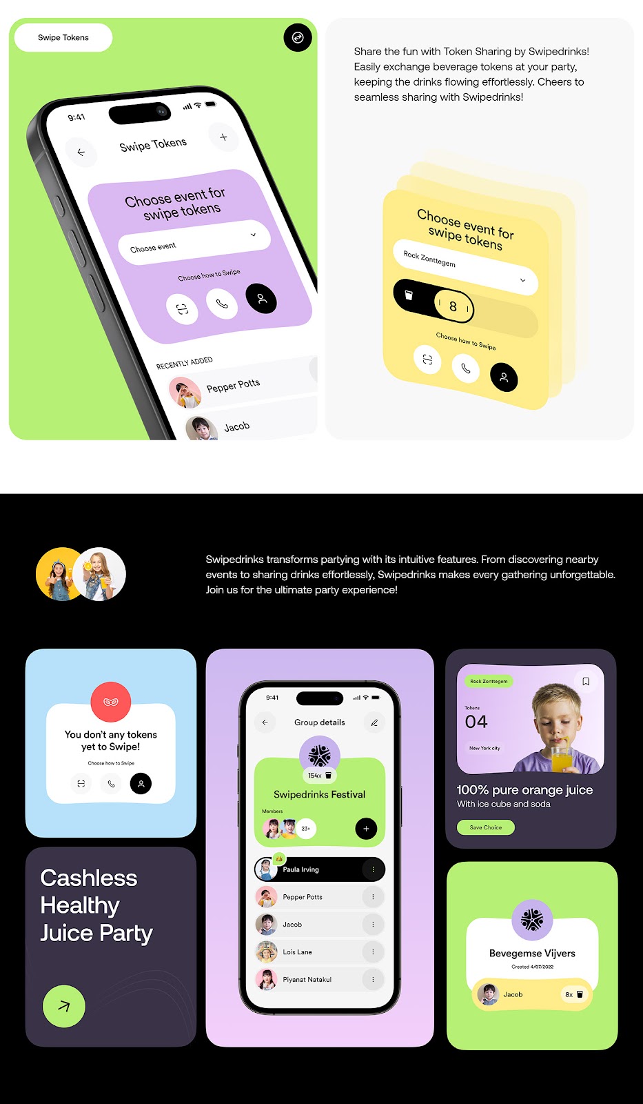 Image from the Swipe Drinks: A Kid-Friendly UI UX Design Case Study article on Abduzeedo