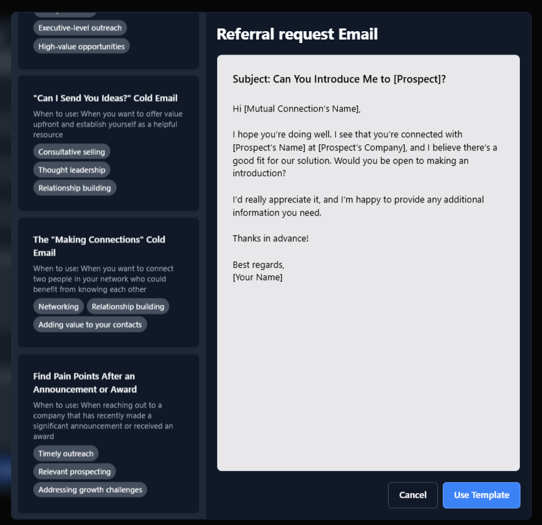 Referral request email template