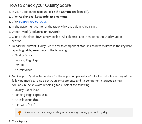 how to check quality score