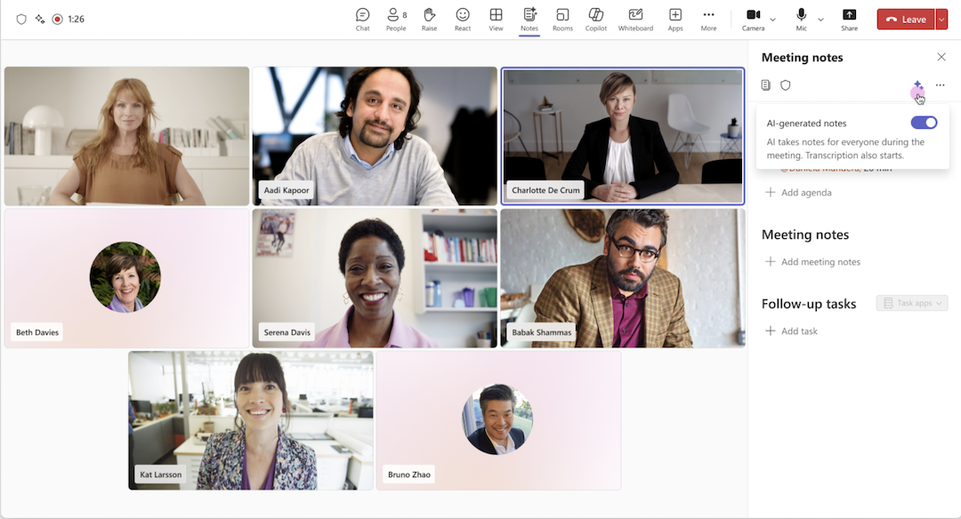 How to take meeting notes in Microsoft Teams