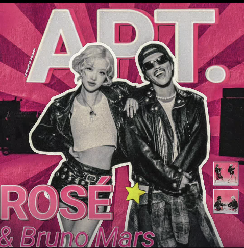 A photo of BLACKPINK's Rosé music poster "APT" with Bruno Mars