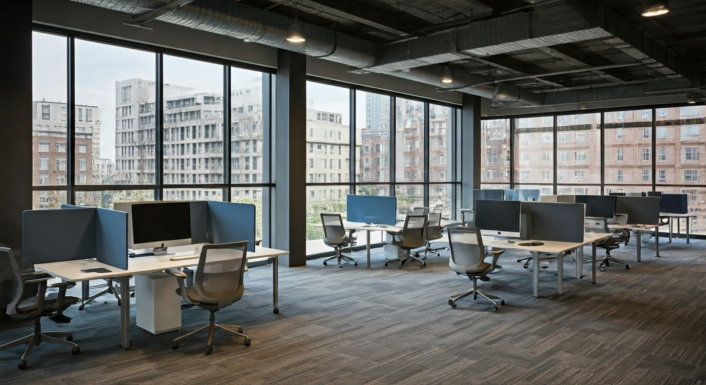 Modern office design with flexible workspace.