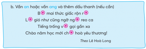 CHỦ ĐỀ 4: EM LÀ ĐỘI VIÊNBÀI 3: NGÀY EM VÀO ĐỘIKHỞI ĐỘNGChia sẻ một niềm vui của em khi ở trườngGiải nhanh:Được học tập, vui chơiĐược gặp gỡ bạn bèĐược học hỏi những điều hay, mới lạĐược tham gia các phong trào của trường, lớp, đội tổ chứcKHÁM PHÁ VÀ LUYỆN TẬP1) Đọc và trả lời câu hỏi:Câu 1: Chị kể về niềm vui gì của bạn nhỏ?Câu 2: Tìm các hình ảnh so sánh trong bài.Câu 3: Theo lời chị, điều gì đang chờ đợi bạn nhỏ ở phía trước?Vườn trưa đầy nắng, có đàn bướm bayĐoàn tàu và những chuyến đi xaNhững ước mơ và khát vọng tuổi thơCâu 4: Khổ thơ cuối bài nói lên điều gì?* Học thuộc lòng 2 - 3 khổ thơ em thích.Giải nhanh: Câu 1: Bạn nhỏ được vào đội.Câu 2: Bướm bay như bài hátMàu khăn của thiếu niên, suốt đời tươi thắm mãi, như lời ru vời vợiCâu 3: Vườn trưa đầy nắng, có đàn bướm bayĐoàn tàu và những chuyến đi xaNhững ước mơ và khát vọng tuổi thơCâu 4: Lời hứa lớp người đi sau với lớp người đi trước sẽ luôn giữ màu khăn quàng đỏ thắm, biểu tượng cho tuổi trẻ, cho sự cố gắng, sự công hiến xây dựng nước nhà. * Học thuộc lòng 2 - 3 khổ thơ em thích.2) Đọc một bài văn về thiếu nhi:a. Viết vào Phiếu đọc sách những nội dung em thích.Giải nhanh: Tên bài vănTác giảHình ảnh đẹpb. Chia sẻ với bạn về một hình ảnh đẹp trong bài văn.Giải nhanh: Học sinh tự thực hiện vào vở.1) Nghe - viết: Ngày em vào Đội (từ Này em, mở cửa ra... đến hết).Giải nhanh: Học sinh nghe cô giáo đọc và viết bài2) Viết lại vào vở cho đúng các tên riêng có trong câu ca dao sau:Tiếng lành bình định tốt nhà,Phú yên tốt lúa, khánh Hoà tốt trâu.Giải nhanh: Tiếng lành Bình Định tốt nhà,Phú Yên tốt lúa, Khánh Hoà tốt trâu.3) Chọn chữ hoặc vần thích hợp với mỗi bông hoa:Giải nhanh: a. Chữ ch hoặc chữ trNắng trưa giữa lớp trời xanhChim non học chữ trên cành líu loLúc kể chuyện, lúc ngâm thơTrong veo đôi mắt nhìn tờ lá nonTheo Trần Quốc Toànb. Vần an hoặc vần ang và thêm dấu thanh (nếu cần)Ban mai thức giấc rộn ràngLàn gió như cũng ngỡ ngàng reo caTiếng trống vang gọi gần xaChào năm học mới chan hoà yêu thương!Theo Lê Hoà Long1) Tìm hình ảnh so sánh và từ ngữ dùng để so sánh trong các đoạn thơ, đoạn văn sau:a. Trẻ em như búp trên cành.Hồ Chí Minh b. Những đêm nào trăng khuyếtTrông giống con thuyền trôi.Nhược Thuỷc. Từ xa nhìn lại, cây gạo sừng sững như một tháp đèn khổng lồ. Hàng ngàn bông hoa là hàng ngàn ngọn lửa hồng tươi. Hàng ngàn búp non là hàng ngàn ánh nến trong xanh.Vũ Tú NamGiải nhanh: a) Hình ảnh so sánh: búp trên cànhTừ ngữ dùng để so sánh: nhưb) Hình ảnh so sánh: con thuyền trôiTừ ngữ dùng để so sánh: trông giốngc) Hình ảnh so sánh: tháp đèn khổng lồ, ngọn lửa hồng tươi, ánh nến trong xanhTừ ngữ dùng để so sánh: như, là2) Tìm từ ngữ có thể thay thế cho mỗi từ ngữ so sánh vừa tìm được ở bài tập 1.Giải nhanh: tựa như, giống, là…3) Đặt câu có hình ảnh so sánh dựa vào gợi ý:Giải nhanh:Trăng khuyết như con diều bay.Lá trầu bà có hình dáng như trái tim.VẬN DỤNG