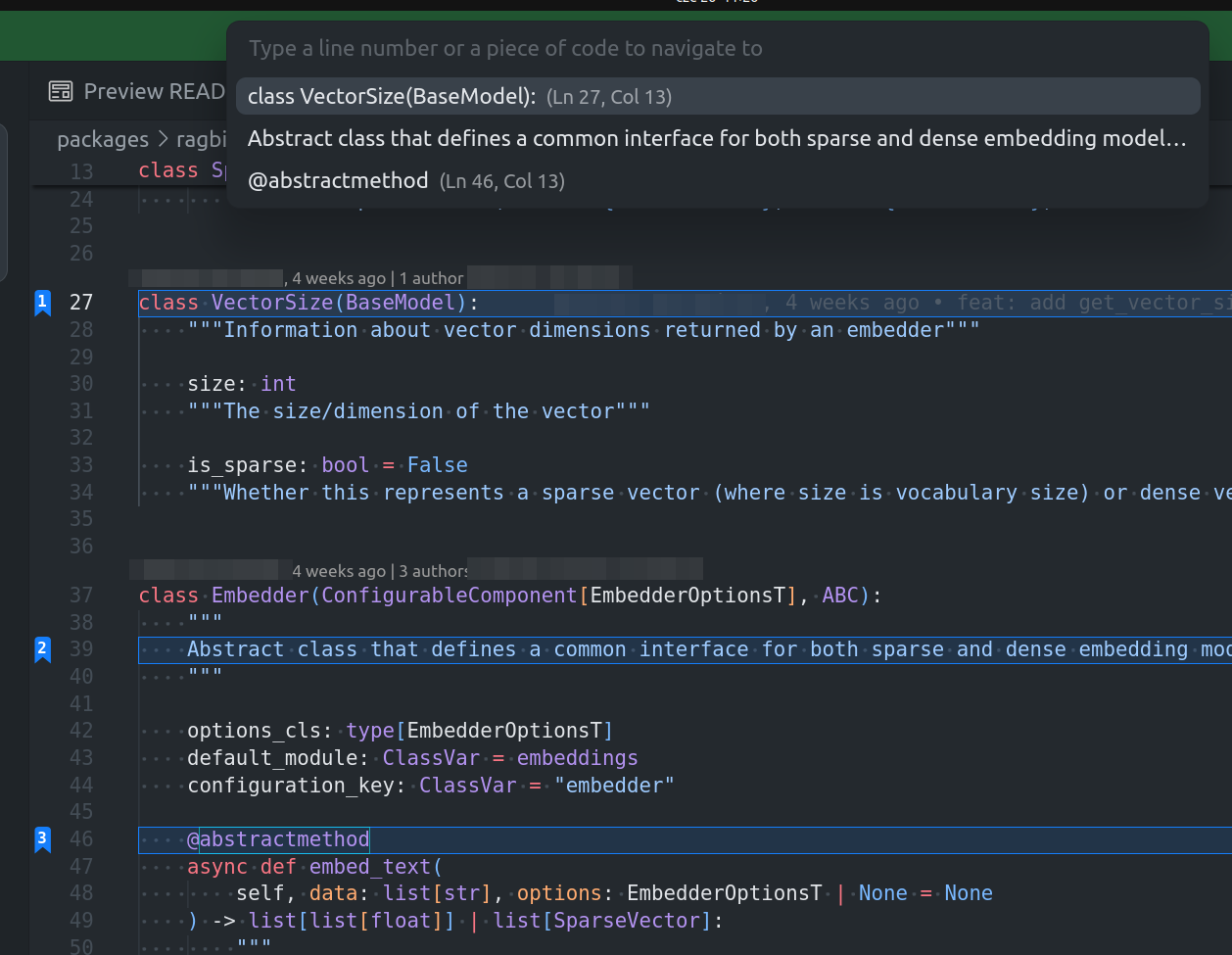 The Numbered Bookmarks extension provides clear visual indicators in the gutter, allowing for quick navigation between important sections of code.