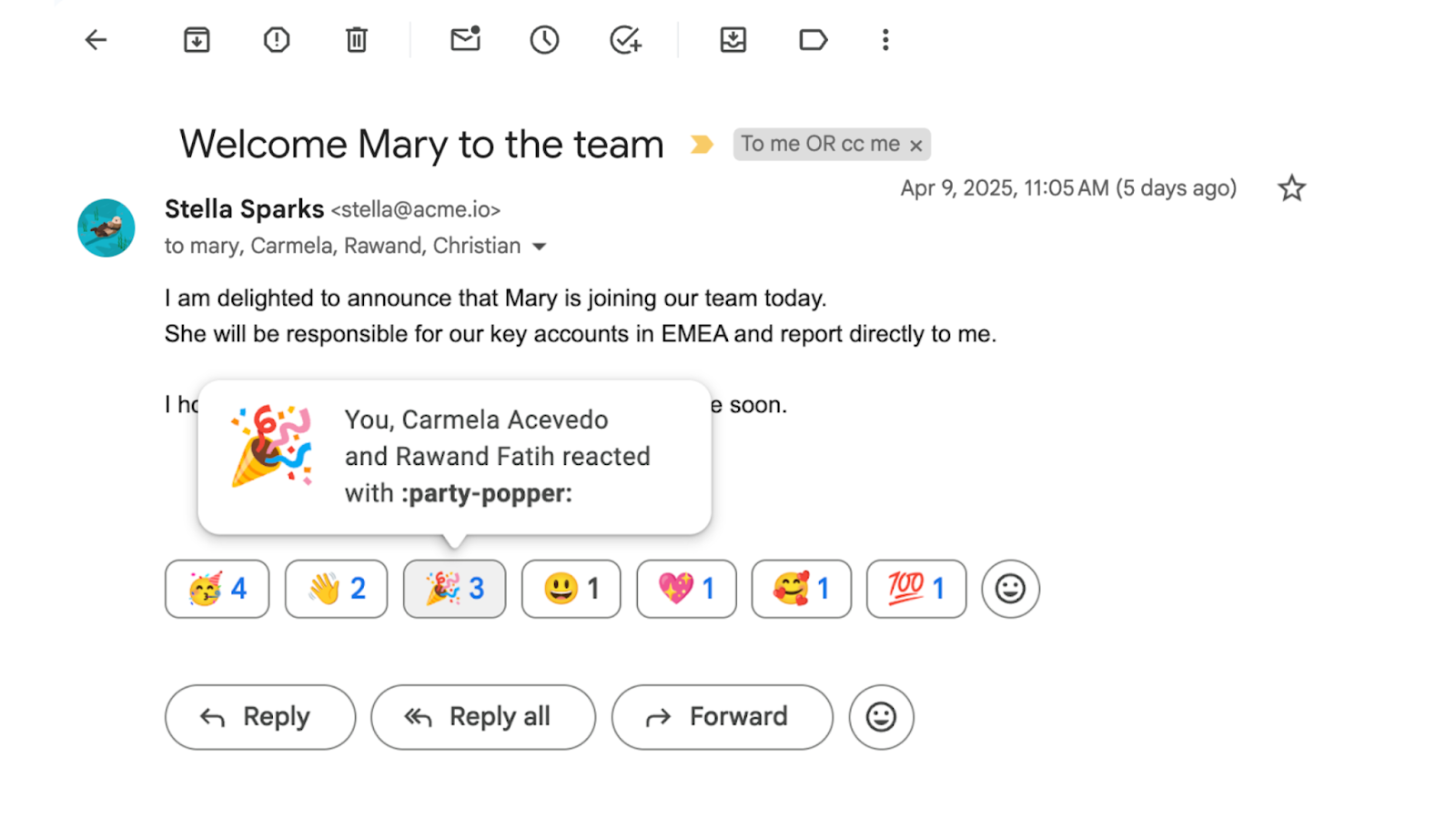 emoji reactions in gmail