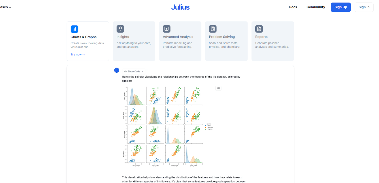 Data visualization with Julius AI