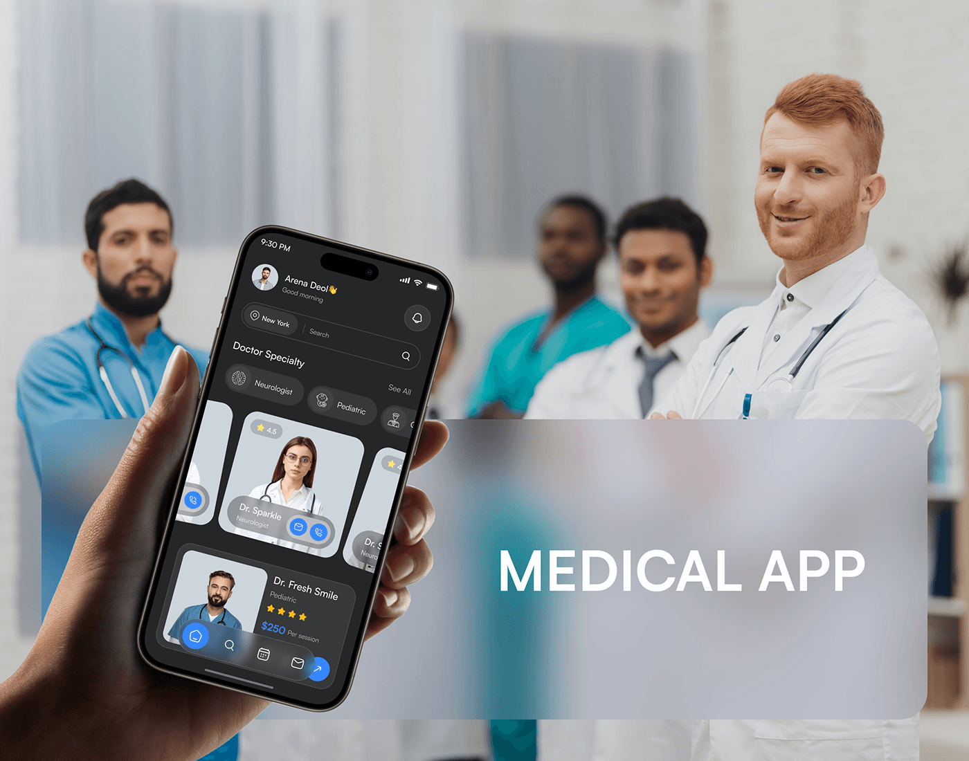 Image from the HealthNest: A Modern Medical App Design article on Abduzeedo