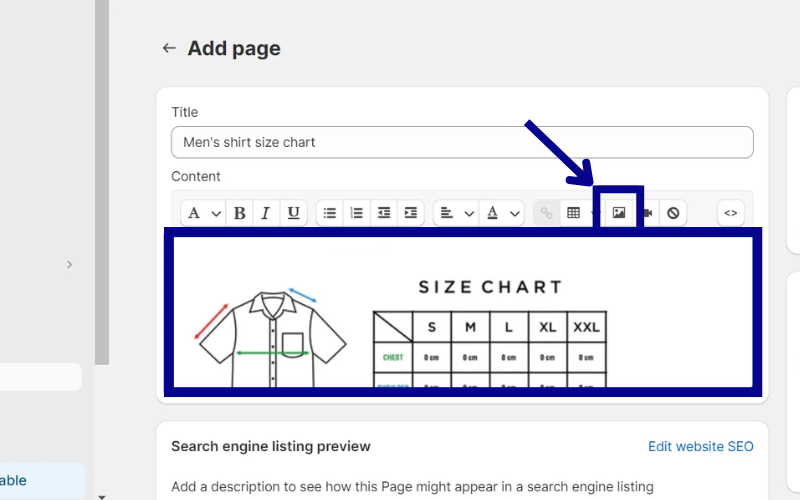 Size Chart in Shopify