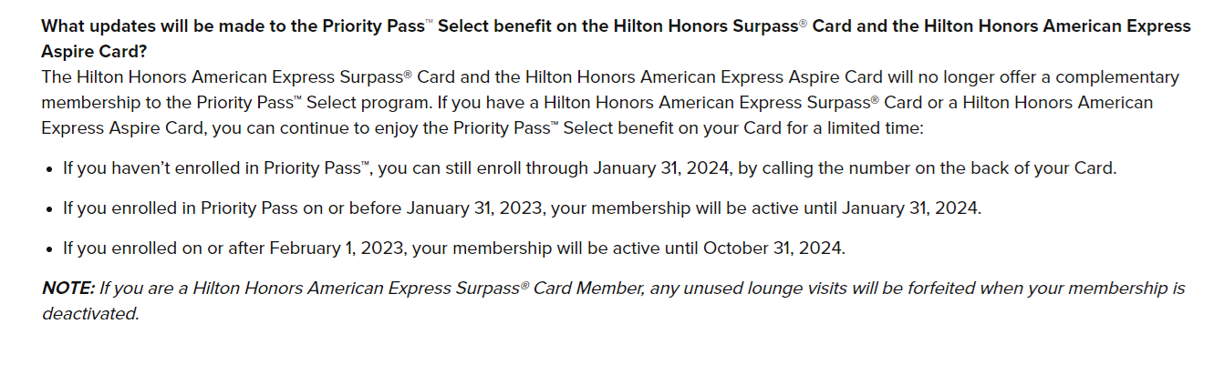 Changes for cardholders
Hilton Honors American Express Aspire Card, Hilton Honors Surpass Card