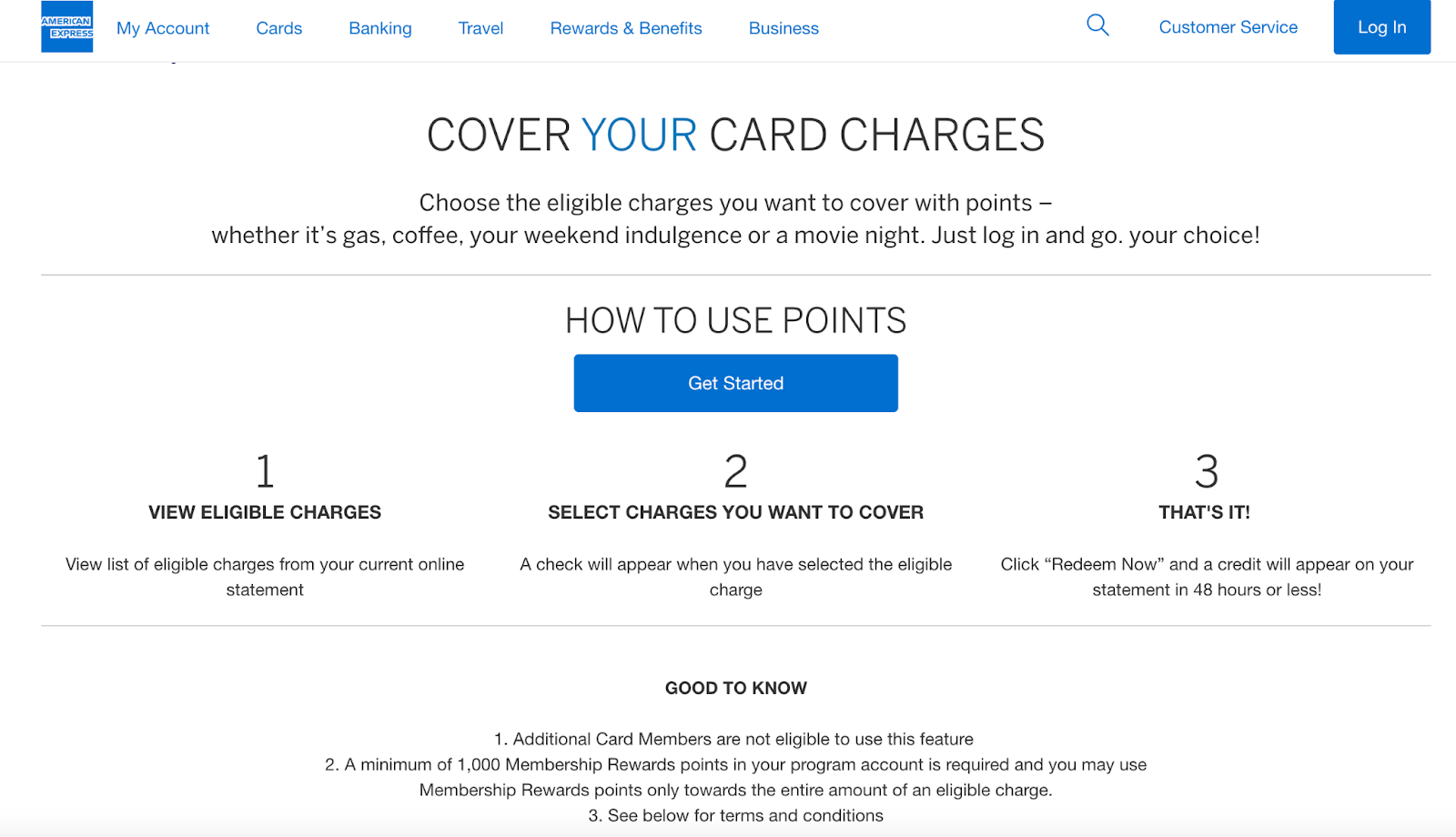 redeeming points to cover travel charges on Amex