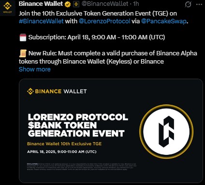  Lorenzo Protocol TGE