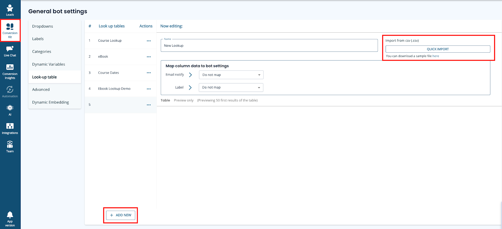 Lookup Using Leadoo's Lookup tool to pull information from table