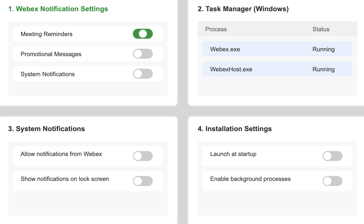 Manage Webex pop-ups