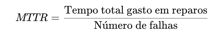 Fórmula do MTTR (Tempo Médio para Reparo), um indicador crucial na manutenção elétrica.