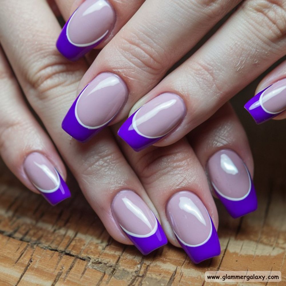 Purple Fall Nails having Chic Reverse French Manicure
