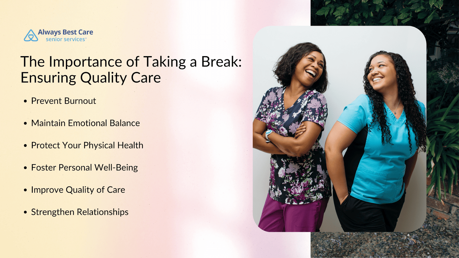 This infographic details the importance of taking a break for caregivers