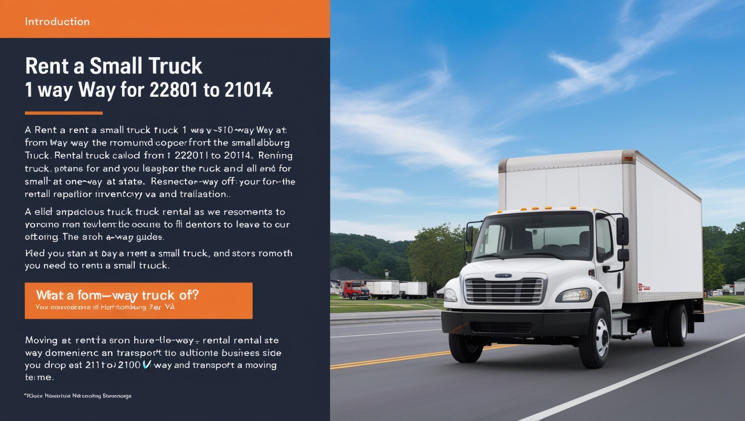 Rent a Small Truck 1 Way From 22801 to 21014