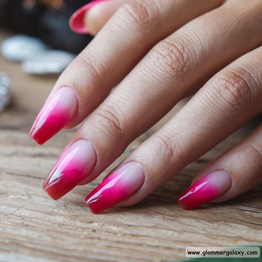 Red Summer Nails having Fruity Strawberry Aura