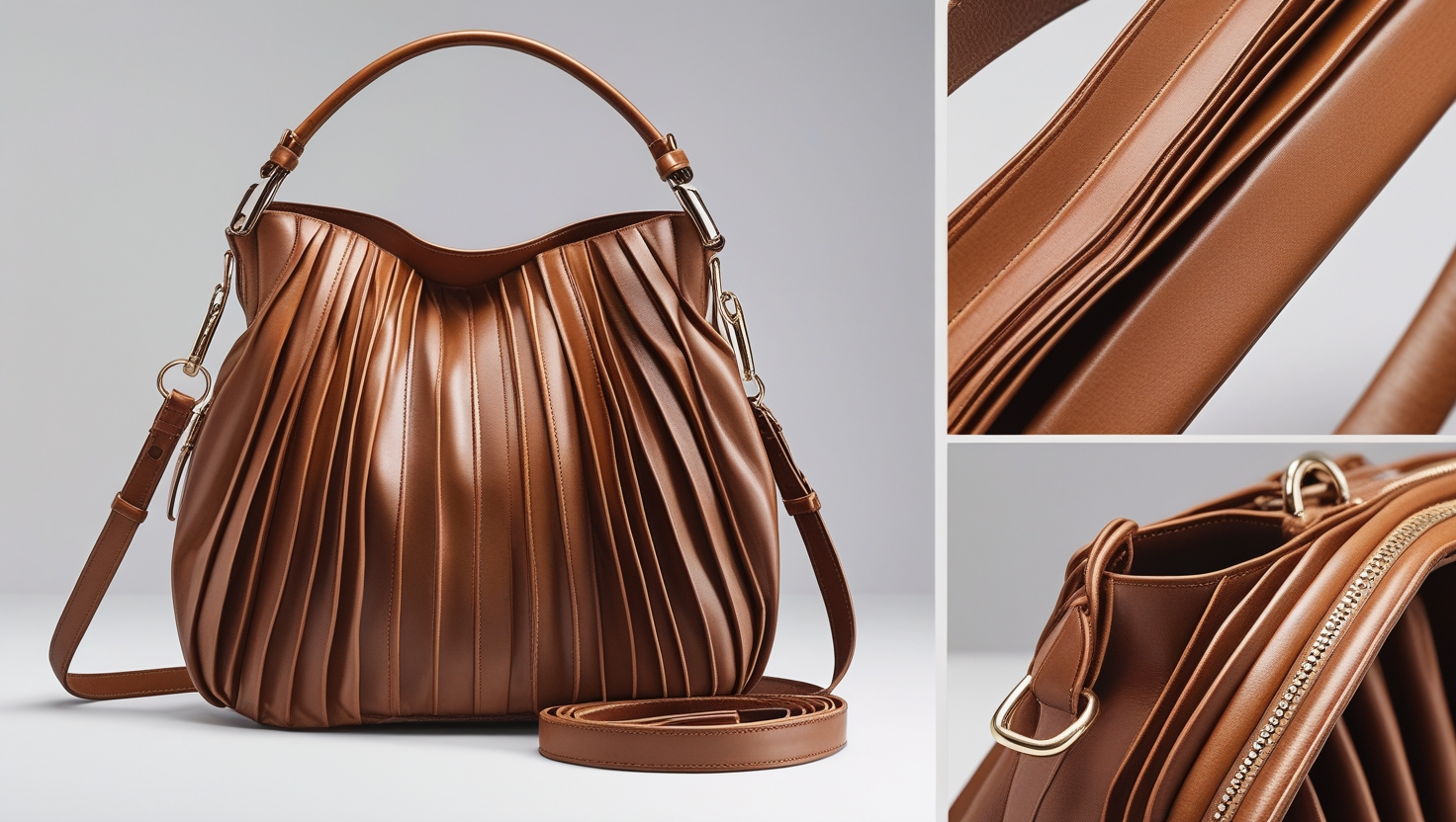 Leather Accordion Hobo Bag Leather Pleated Crossbody Lupo