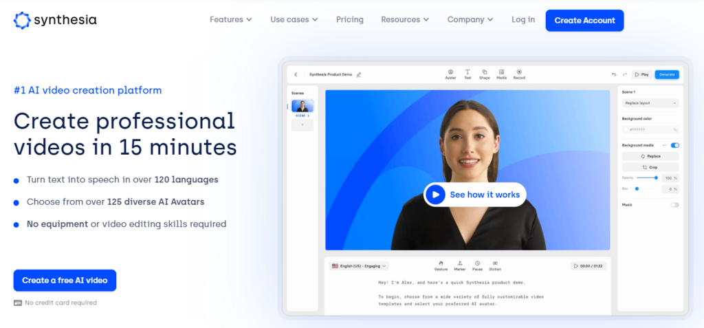 synthesia video generation tool ai