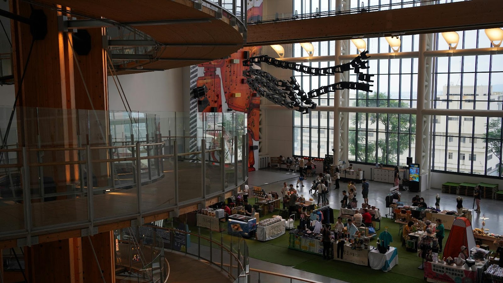 Large-scale corporate event setup at a conference center.