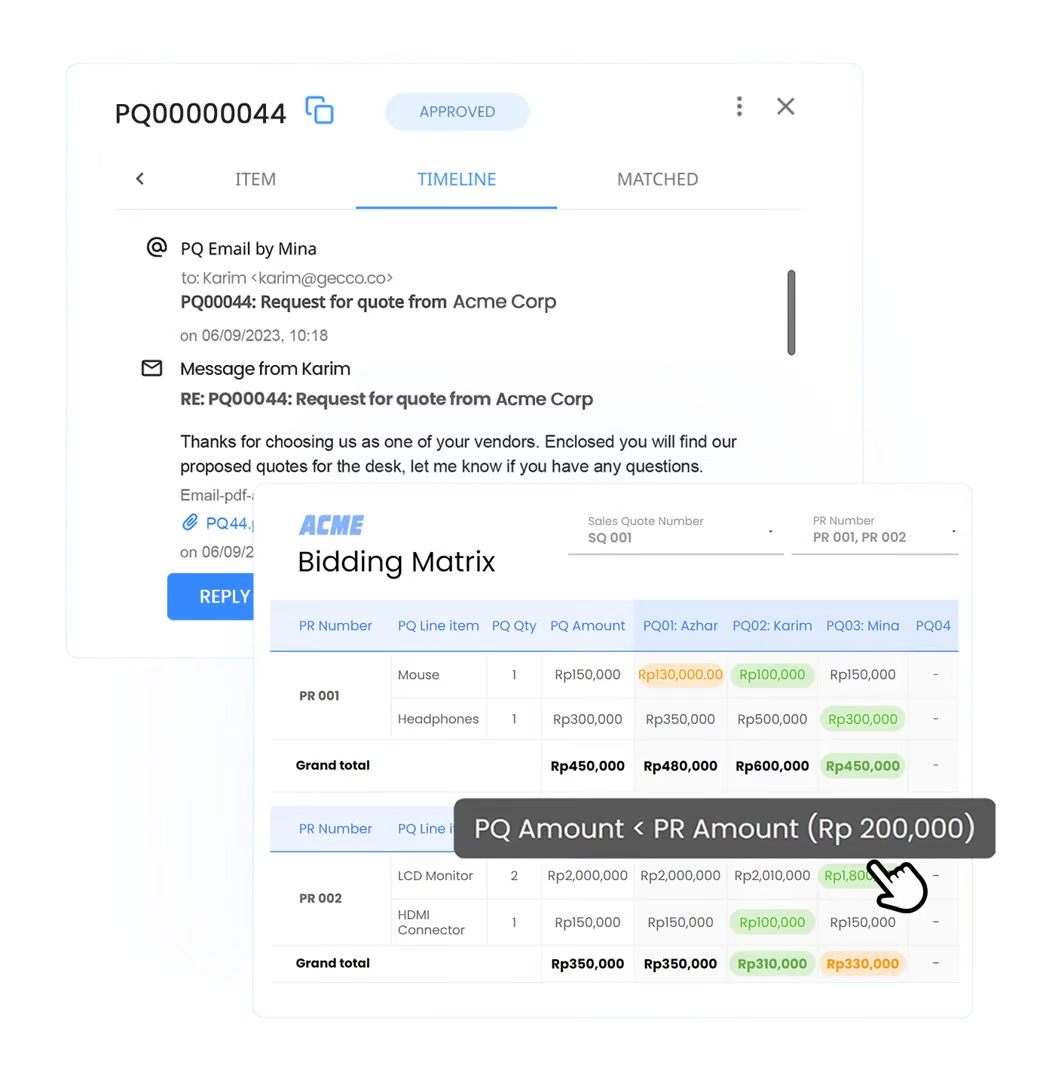 Peakflo Bidding Matrix for Vendor Selection