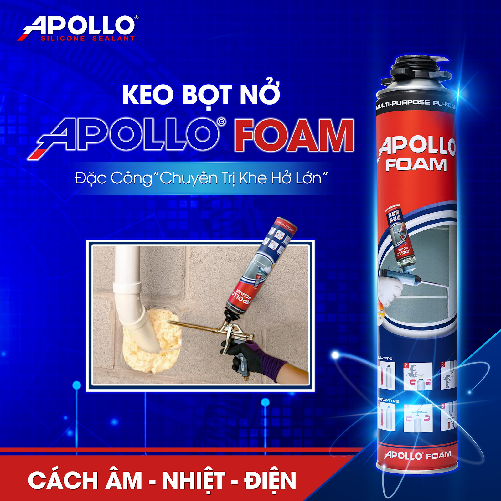 Keo PU foam của Apollo được mệnh danh là Đặc công chuyên trị khe hở lớn