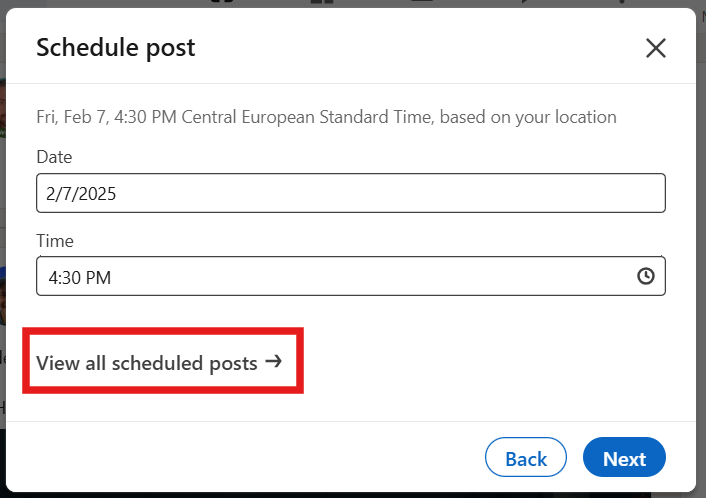 view all scheduled posts on linkedin