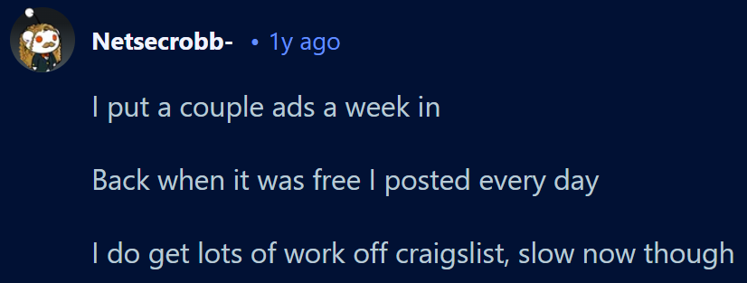 Craigslist Ads success Reddit