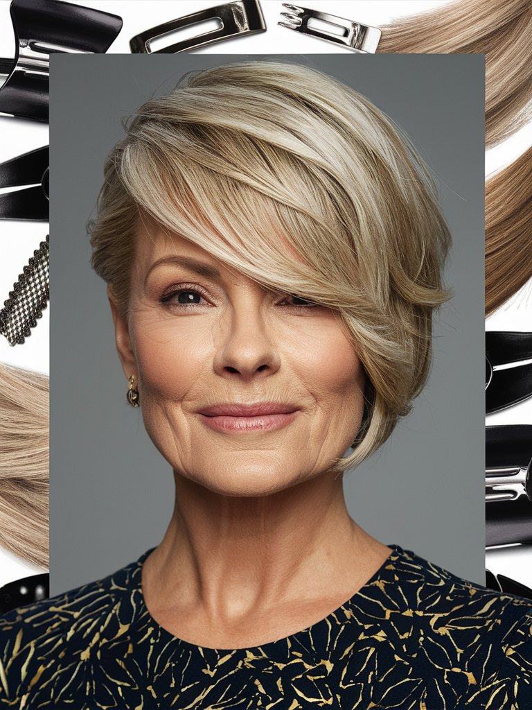 11. Chic Short Cut with Side-Swept Fringe