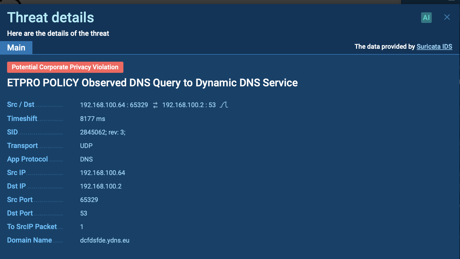 Suricata rule triggered inside ANY.RUN sandbox