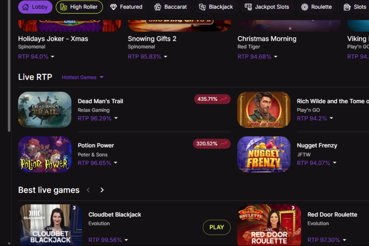 Cloudbet Casino and RTP rates