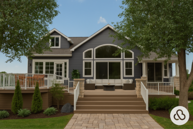 when to hire a michigan deck installer outdoor living space with large composite stairs and couch area custom built okemos