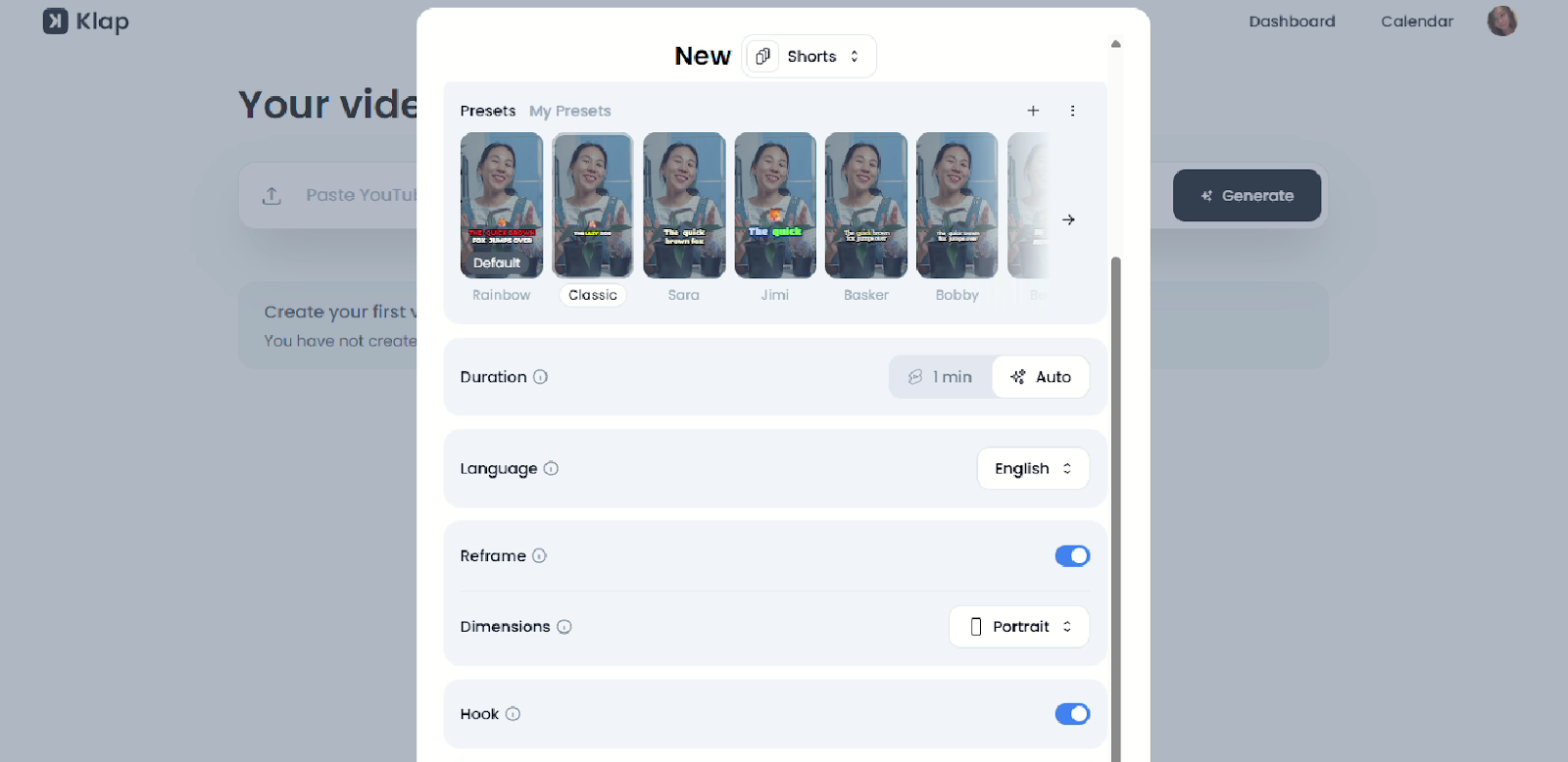 KLAP video templates
