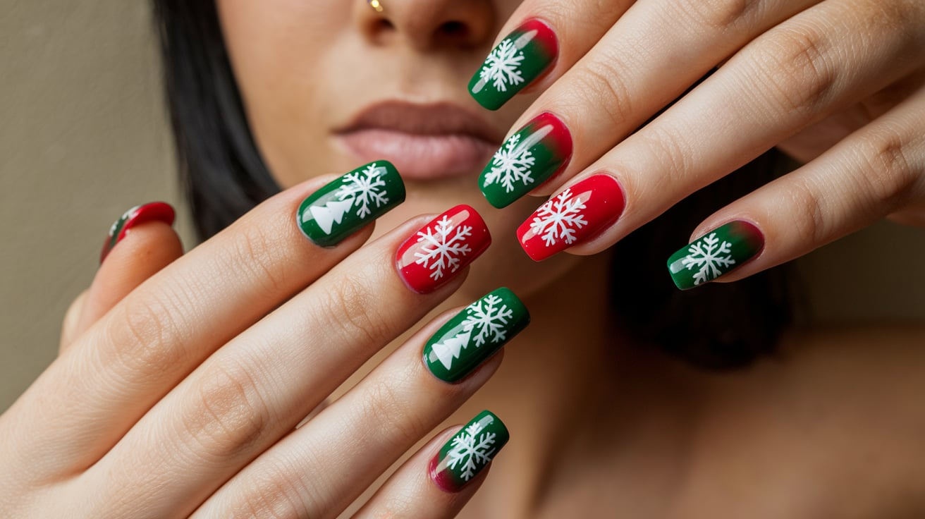 Acrylic:um66km109vq= Christmas Nails