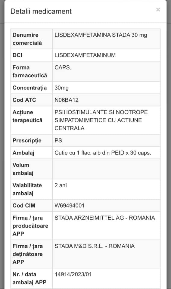 Fereastra Detalii medicament, care cuprinde codul ATC, codul CIM și Nr. / data ambalajului Autorizației de Punere pe Piață (APP)