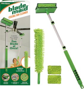 Blade Maid Ceiling Fan Cleaner- Cleaning Tool with 3 Foot Extendable Pole, Cleaning Head, Reusable Fiber Duster, & Flexible Dusting Brush