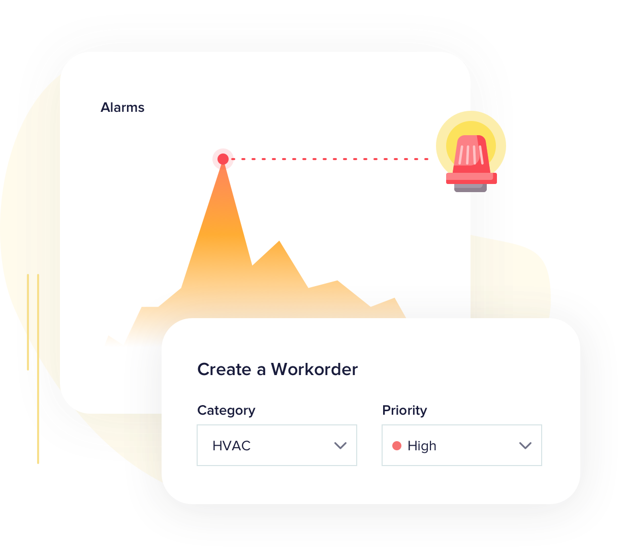 Image displaying how to create a work order with Facilio  