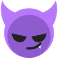 purple grinning face with horns