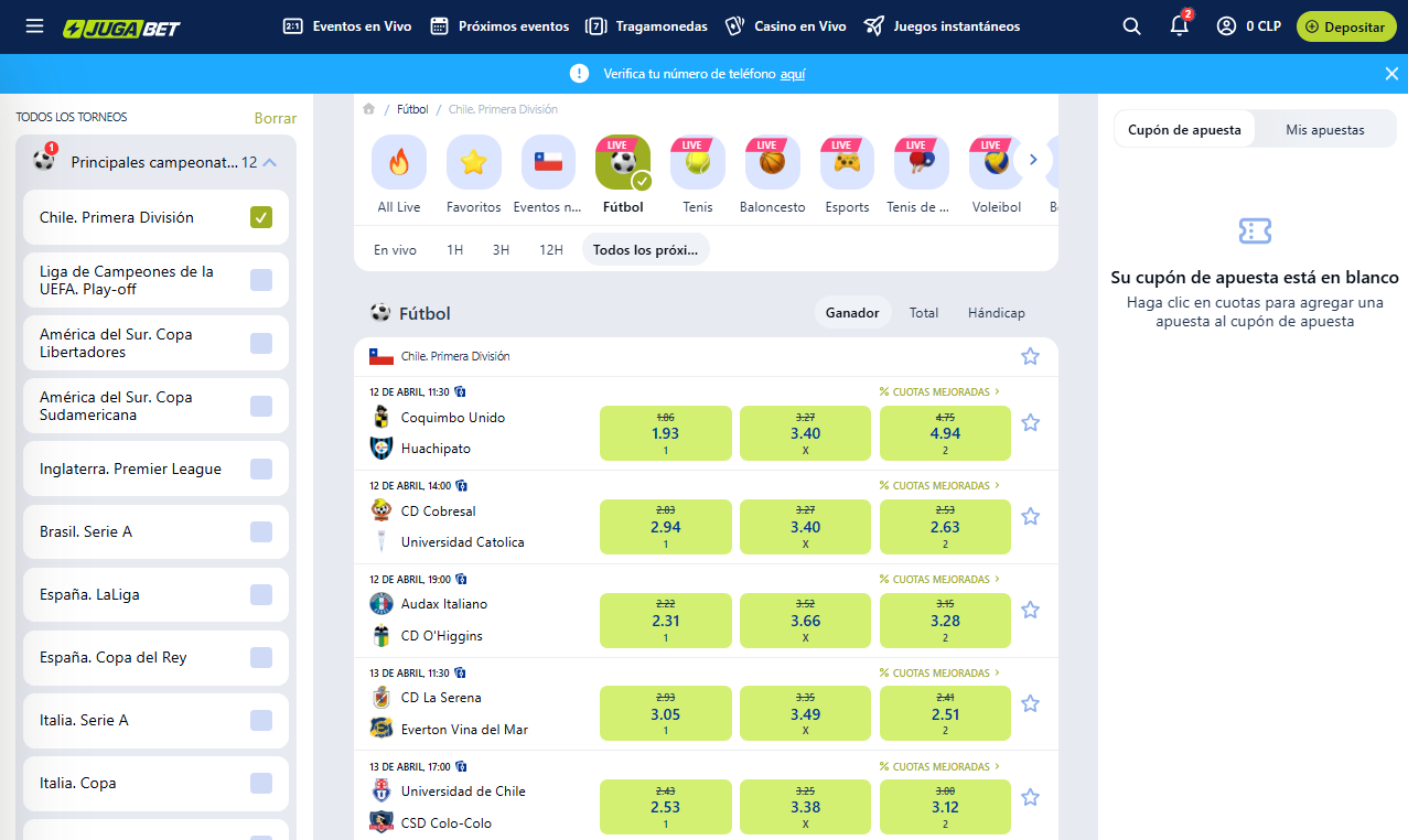 Jugabet registro mercados de apuestas