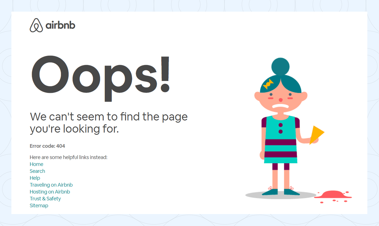 Example of a 404 error page