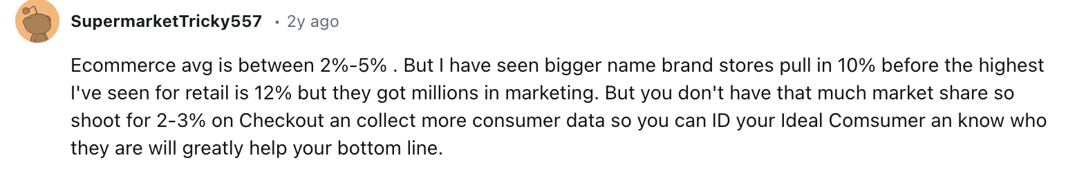 Reddit user on conversion rate